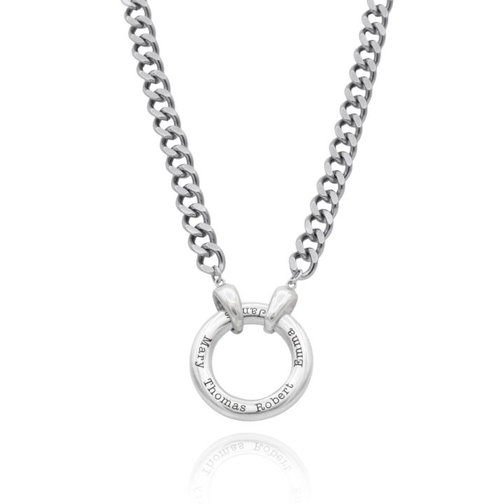 Father’s Big Circle Cuban Chain Name Necklace