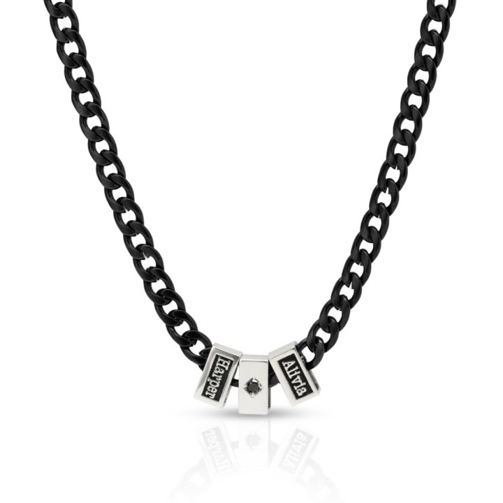 Black diamond name necklace on sale