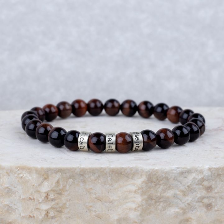 Red Tigers Eye and Sterling Silver Bracelet Tigers Eye Bracelet for Man Mens Bracelet 