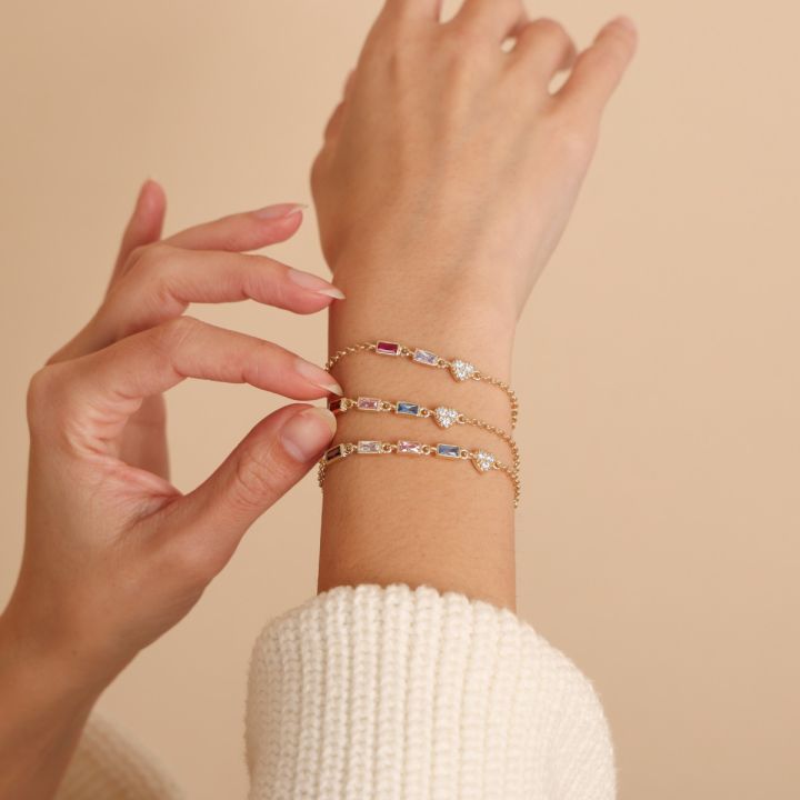 Birthstone Bracelet for Mom - Heart Bracelet in Gold by Talisa