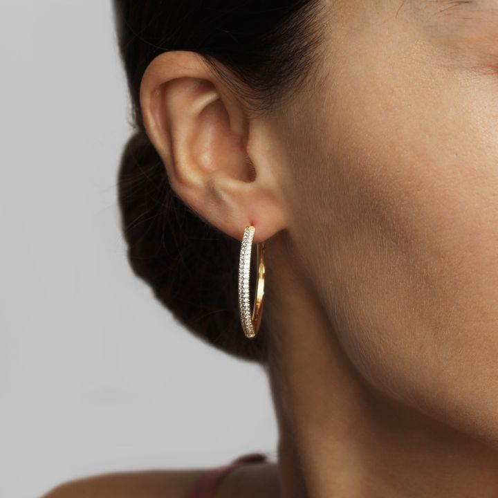 Dazzling Hoop Earrings with Crystals in Gold Vermeil - Talisa