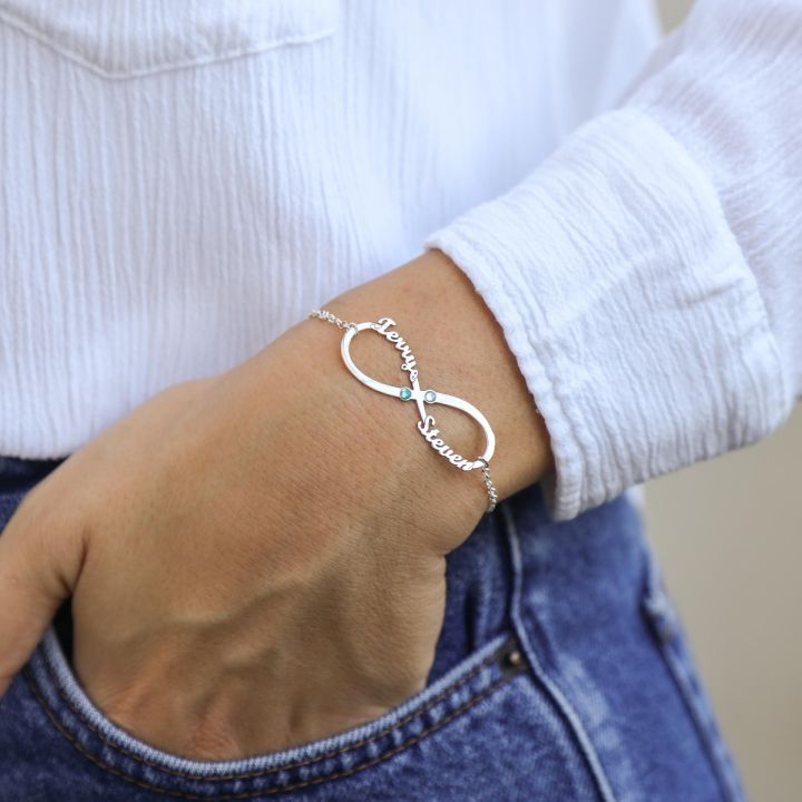 Any Two Birthstone Crystals Infinity Adjustable Sterling Silver  Interchangeable Charm/Link Bolo Bracelet- Charm, Bracelet Chain, or Both  Bracelet Chain and Charm : Handmade Products