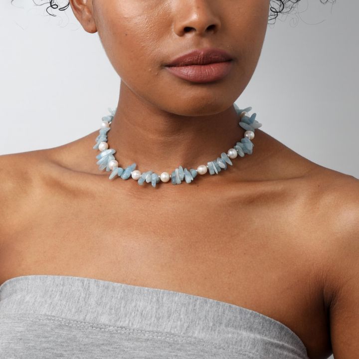 Aquamarine and Pearl Necklace | Linton Jewelry