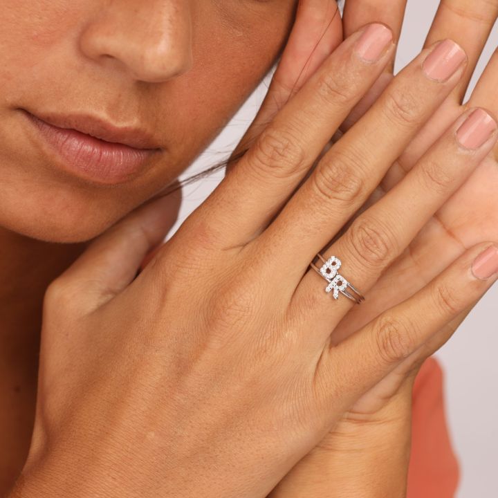 Initial ring white gold sales