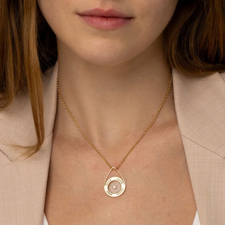 Floating Teardrop Diamond Name Necklace [18K Gold Plated]