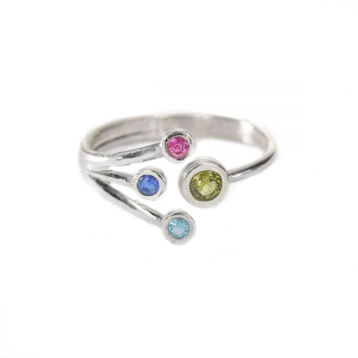 Stackable Birthstone Ring for Mom (Sivler) - Talisa Jewelry