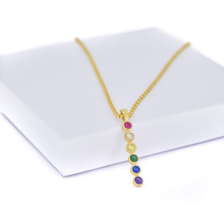Rainbow Talisa Stars Necklace Vertical [Gold Plated]