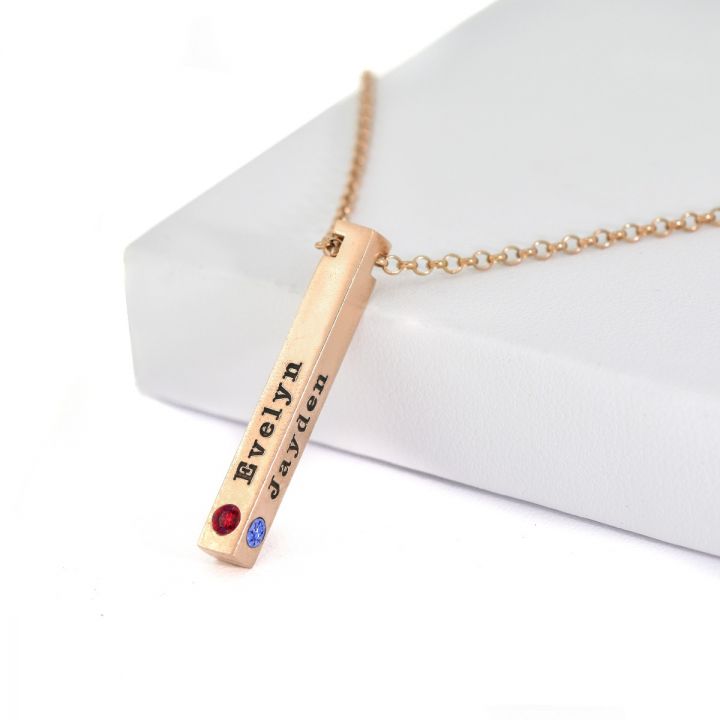 Talisa Bar Birthstone Necklace [18K Rose Gold Plated]  