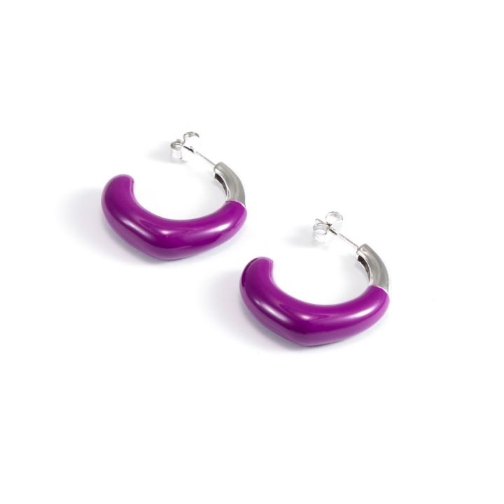 Violet Hoop Earrings [Sterling Silver]