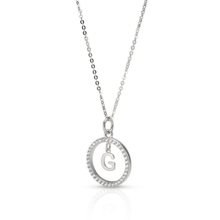 Eclipse Initial Crystal Necklace [Sterling Silver]