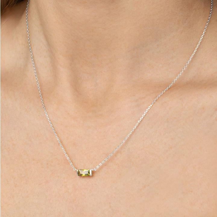 Genuine Emerald Necklace [Sterling Silver]
