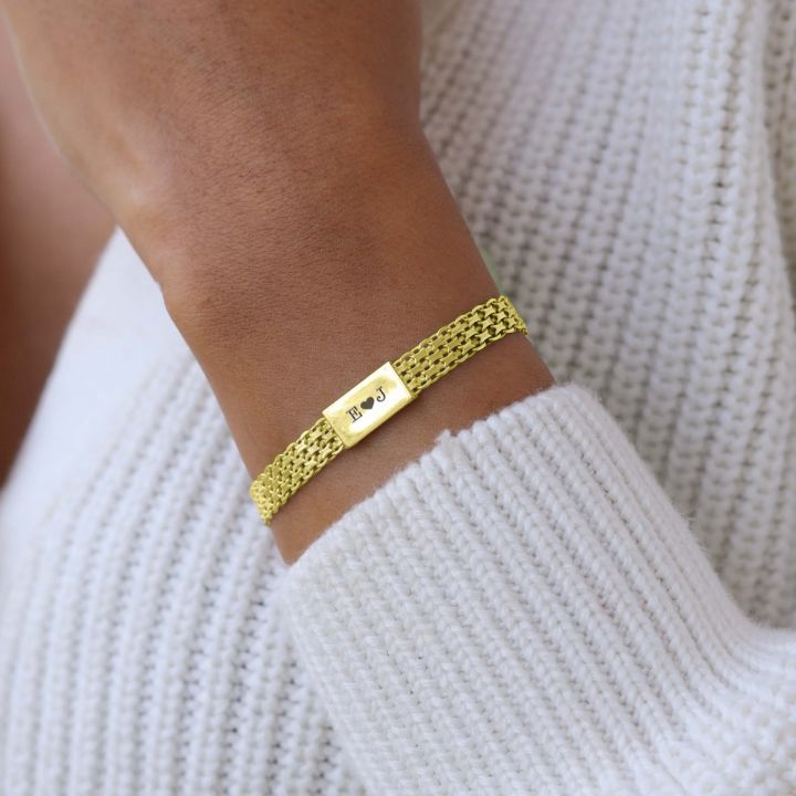 Milanese Chain Initial Bracelet [18K Gold Plated]
