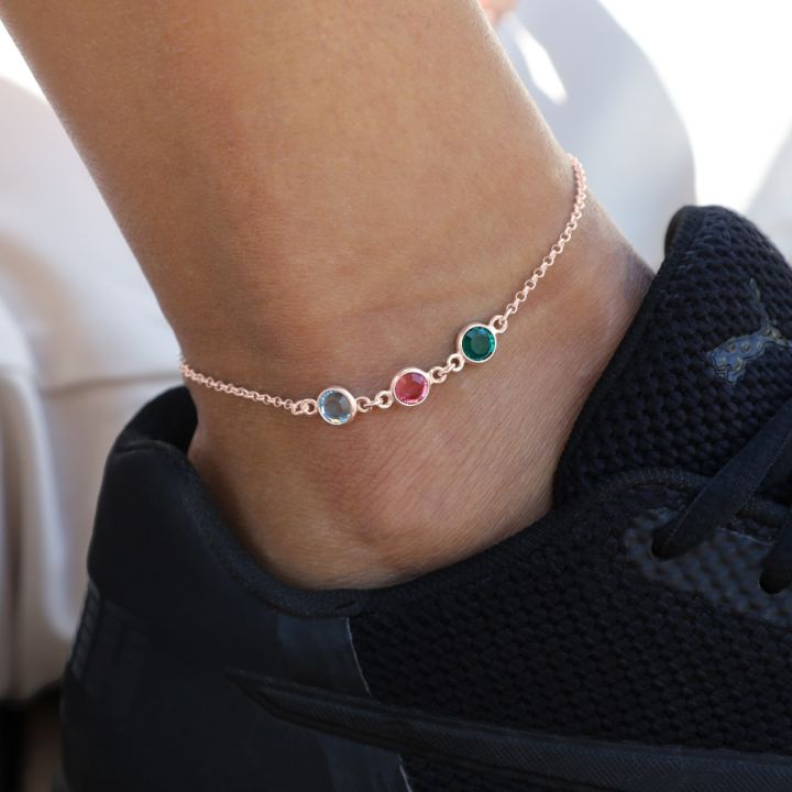 Enchanted Charms Birthstone Anklet [18K Rose Gold Plated]