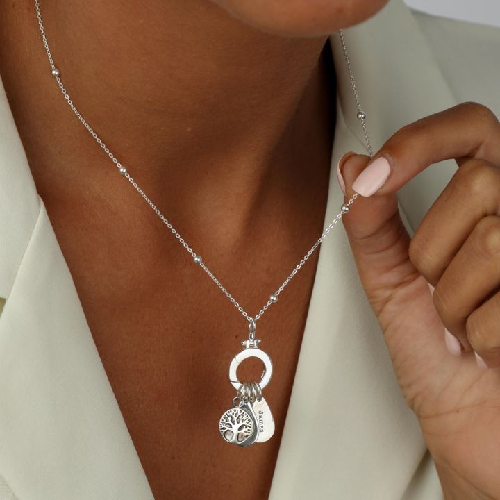 Heart Charm Lock Necklace - Silver - Oak & Luna