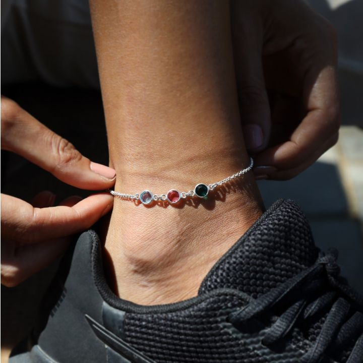Enchanted Charms Birthstone Anklet [Sterling Silver]