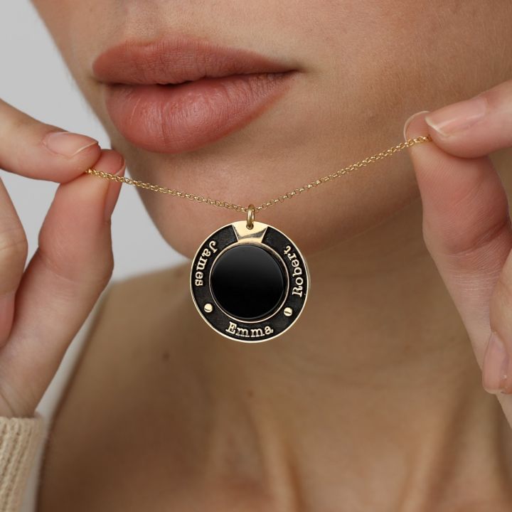 Small Black Onyx Necklace Pendant Gold - Rock + Raw Jewellery