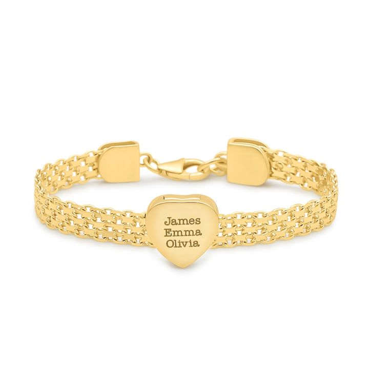 Heart Charm Bracelet by Talisa - Milanese Chain Bracelets