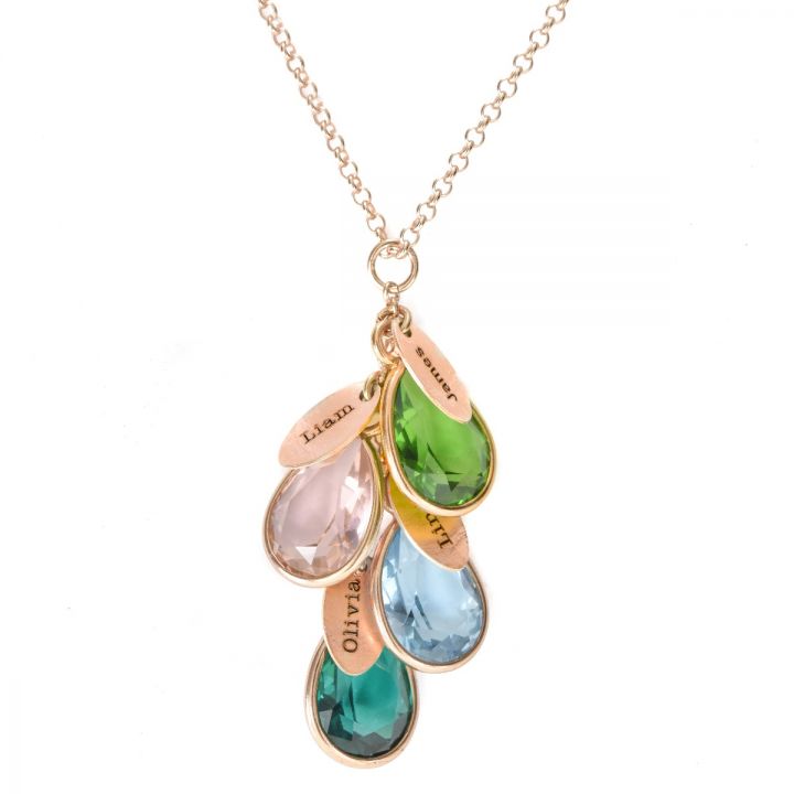 Name Necklace with Birthstone Charms Rose Gold Plated Talisa