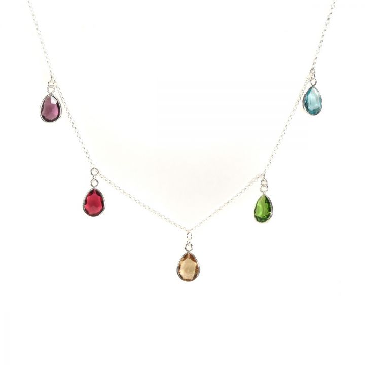 Enchanted Rain Necklace Horizontal - 5 Stones [Sterling Silver]