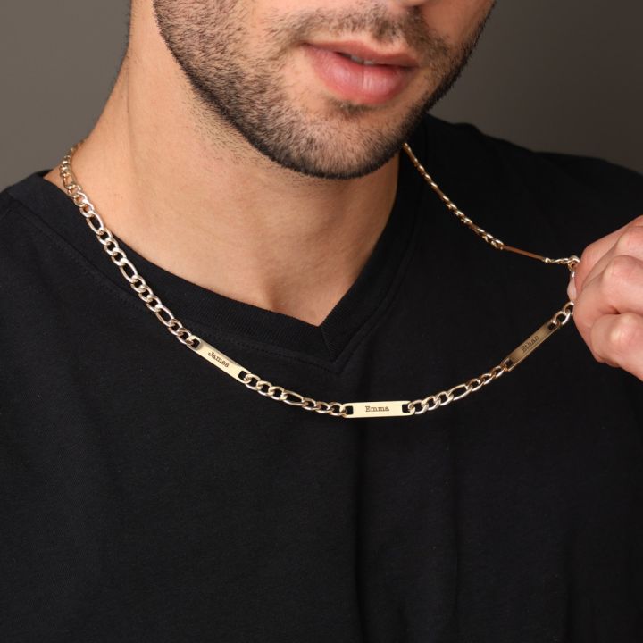 Curb Chain Men Name Necklace - 18K Gold Plated