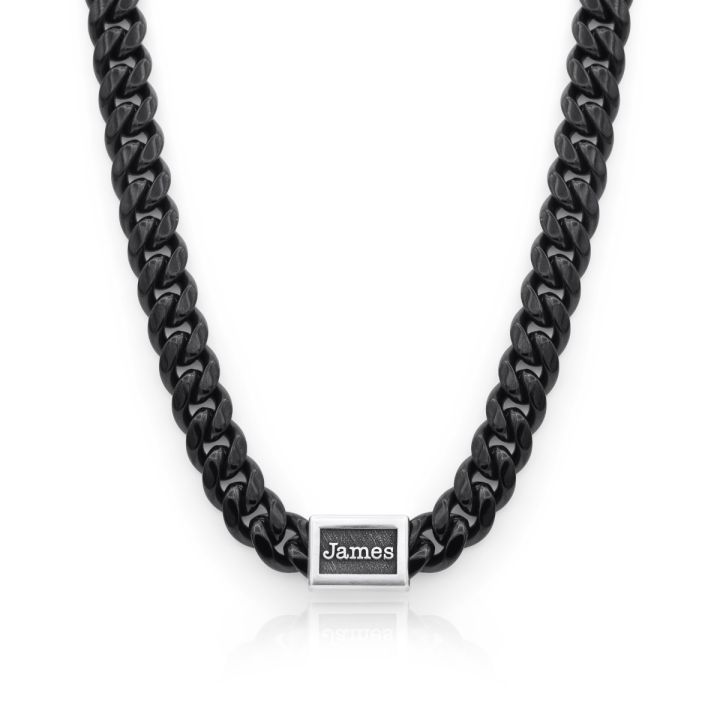 Dark Cuban Link Chain with Names (10 mm Chain) - Unique Gifts for Him