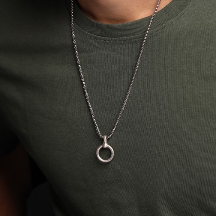 Eternity Circle Engravable Necklace for Men in Silver - Talisa