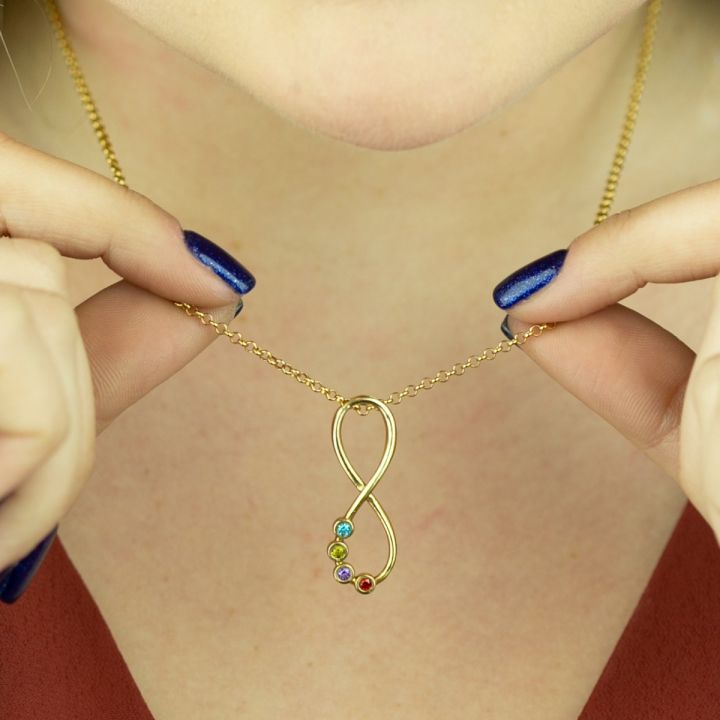 Infinity Necklace with Birthstones Gold Plated Talisa Jewelry