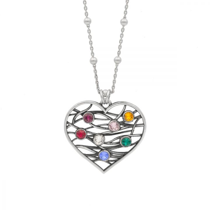 Cherished Hearts Birthstone Necklace [Sterling Silver]