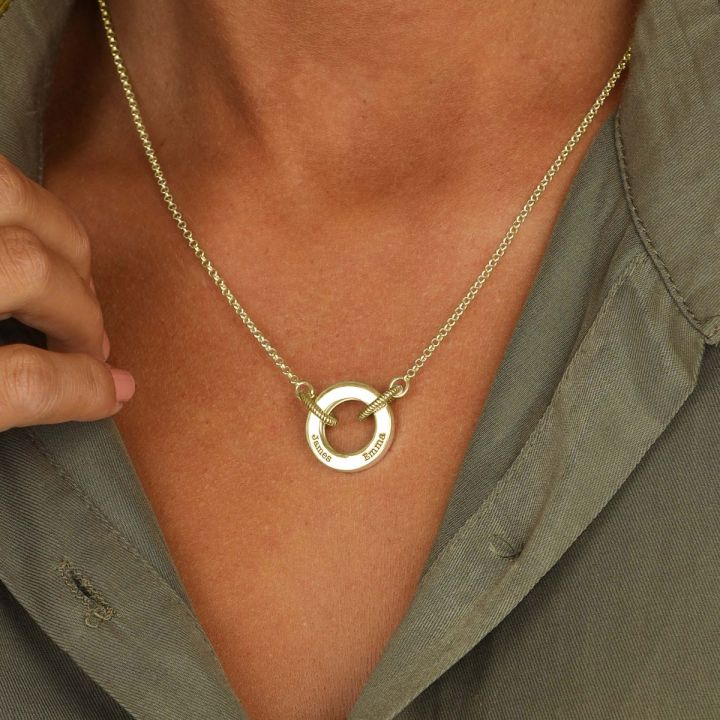 Family Circle Name Necklace Gold Plated 