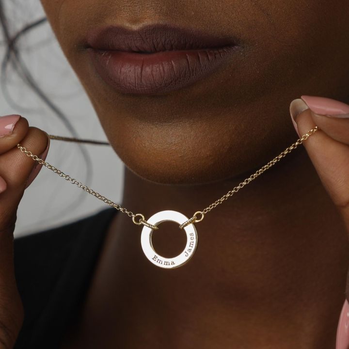 Family Circle Name Necklace - Classic Chain [14 Karat Gold]