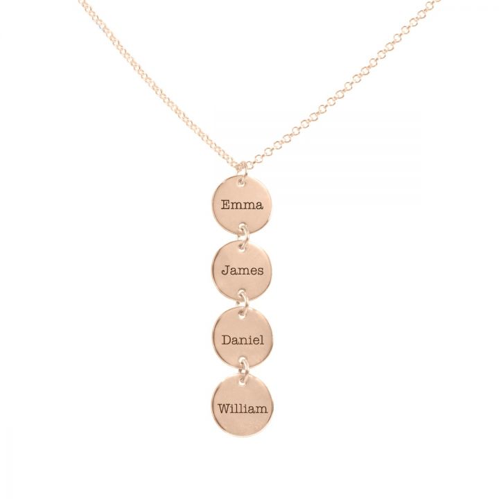 Family Circles Name Necklace  [18K Rose Gold Plated]