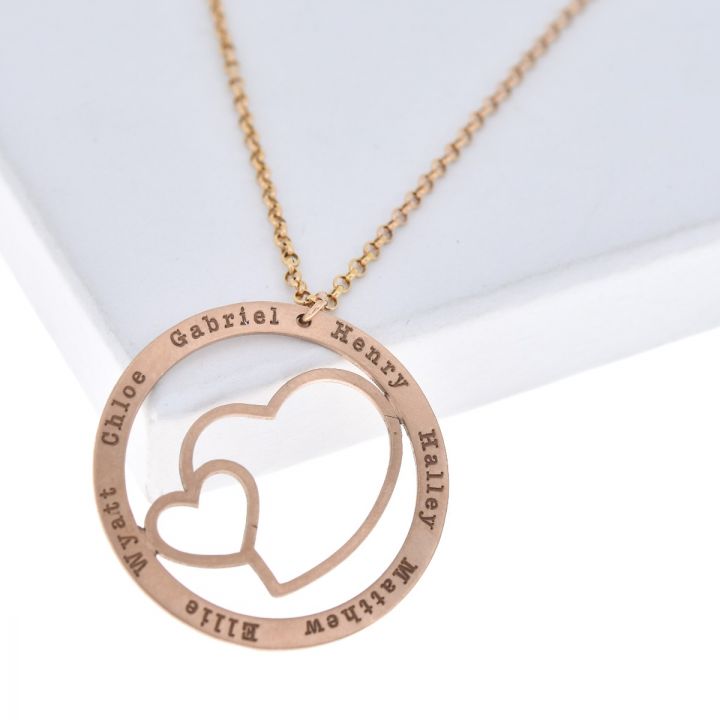 Name Necklace with Hearts [Rose Gold Plated]