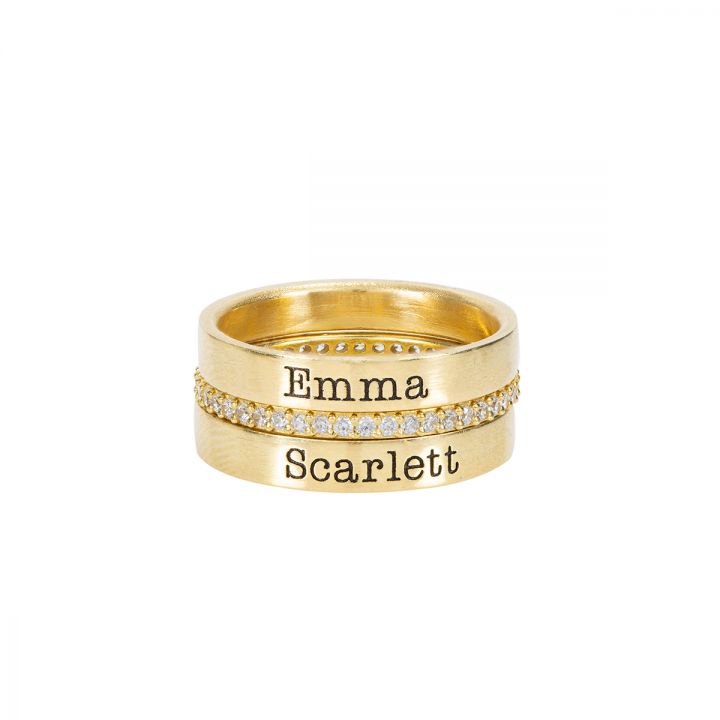 Talisa Engraved Ring Stack [18K Gold Plated]
