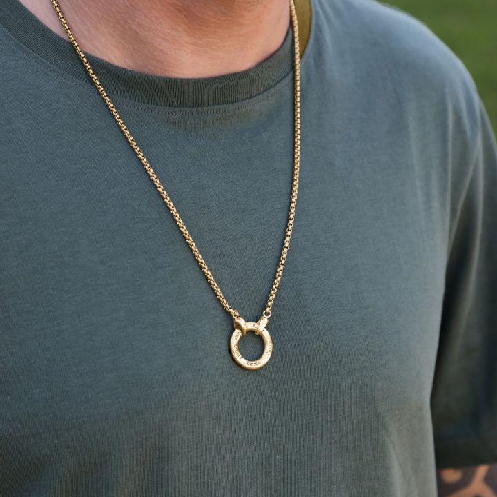Father'S Big Circle Necklace For Men In Gold Plating - Talisa
