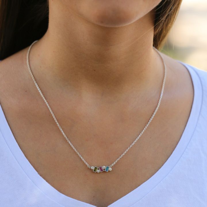 3 birthstone necklace sterling outlet silver