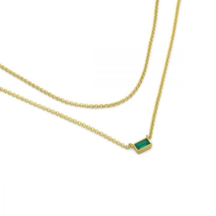 Buy Gold and green faux emerald necklace by Sica Jewellery at Aashni and Co