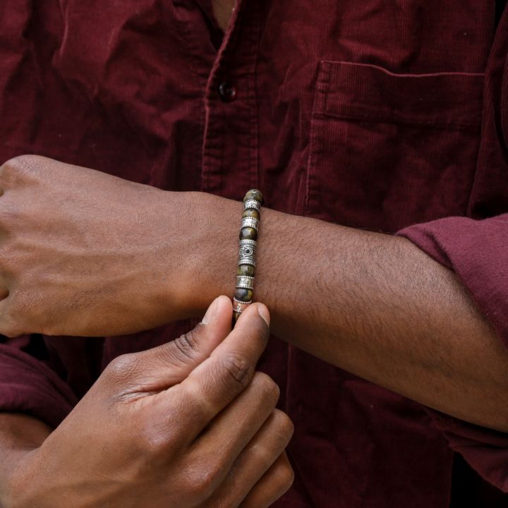 Brow Tiger Eye Bracelet - Talisa - Engraved Bracelets for Men