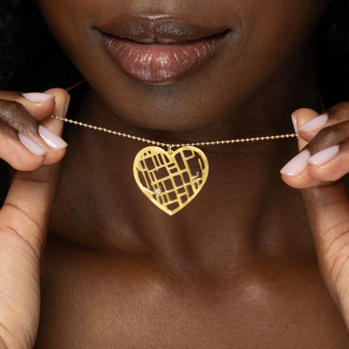 Ties of Heart Map Necklace [18K Gold Plated]