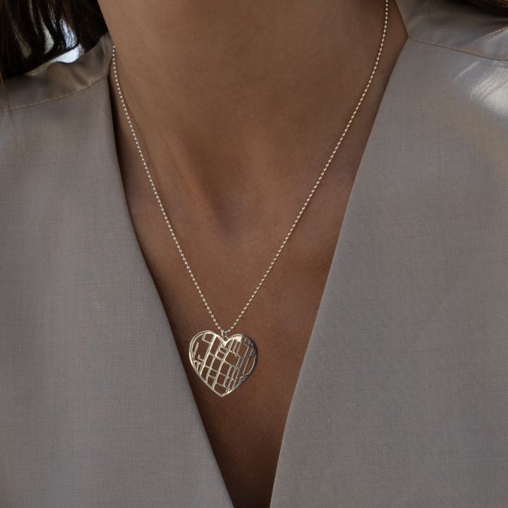 Ties of Heart Map Necklace [Sterling Silver]