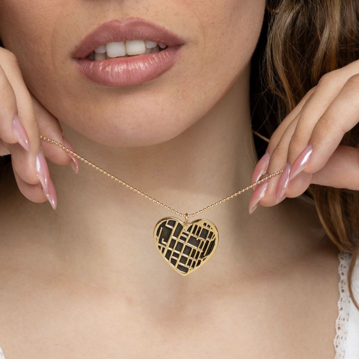 Heart Silhouette Map Necklace [18K Gold Plated]