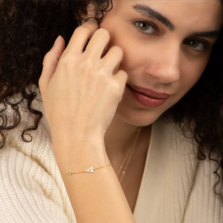Helena Diamond Initial Bracelet [18K Gold Vermeil]