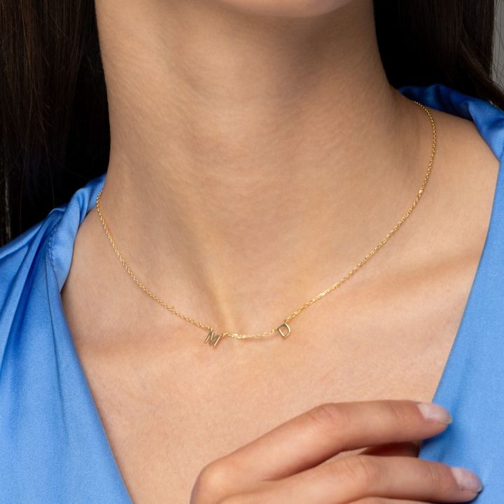 Helena Initials Necklace [14 Karat Gold]
