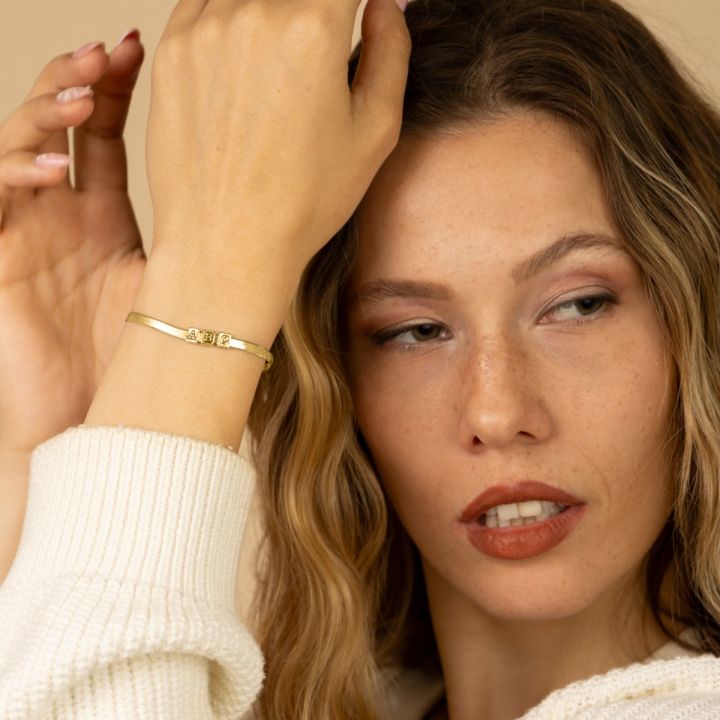 18k gold herringbone bracelet deals