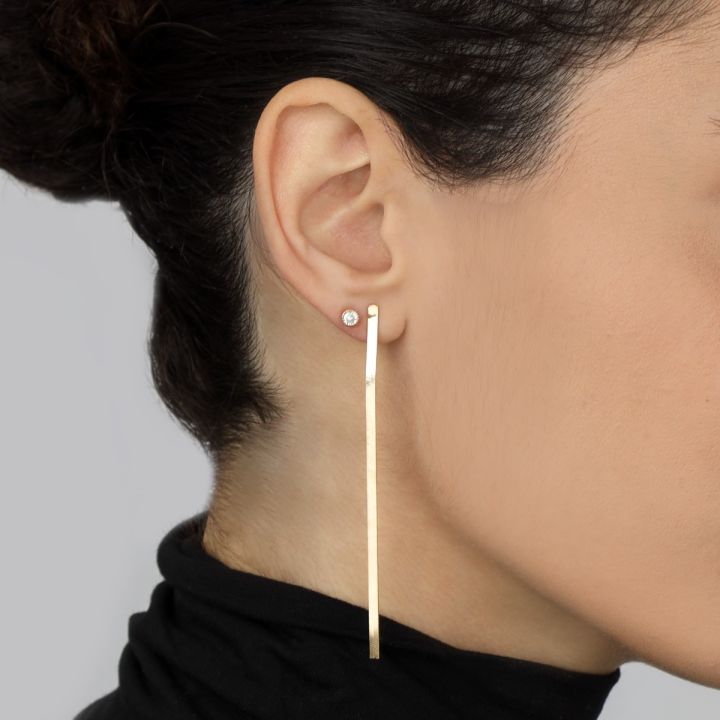 Herringbone Drop Earrings [18K Gold Plated]