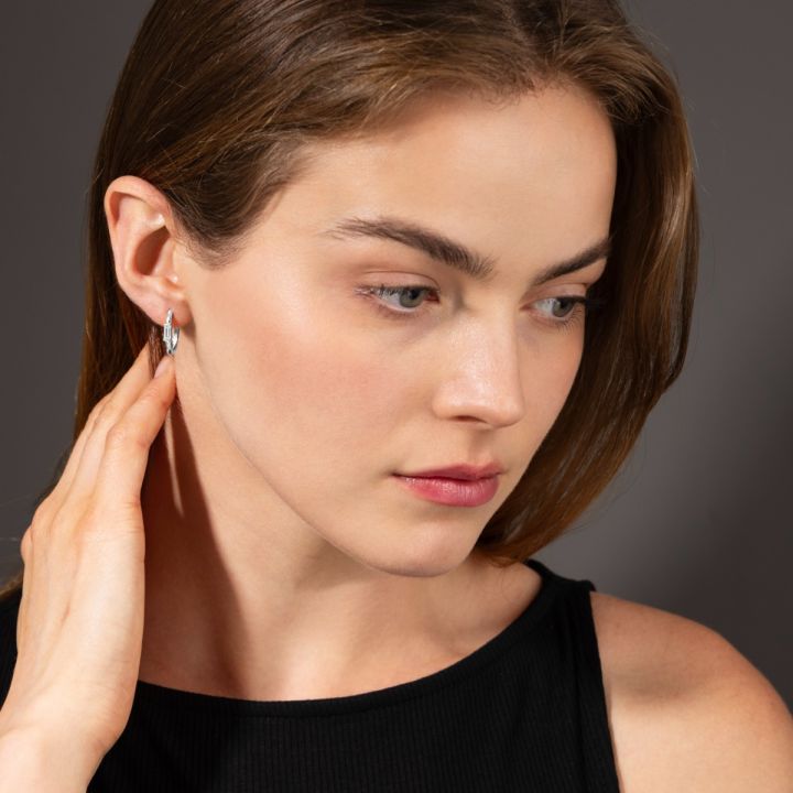 Pristine White Hoop Earring [Sterling Silver] 