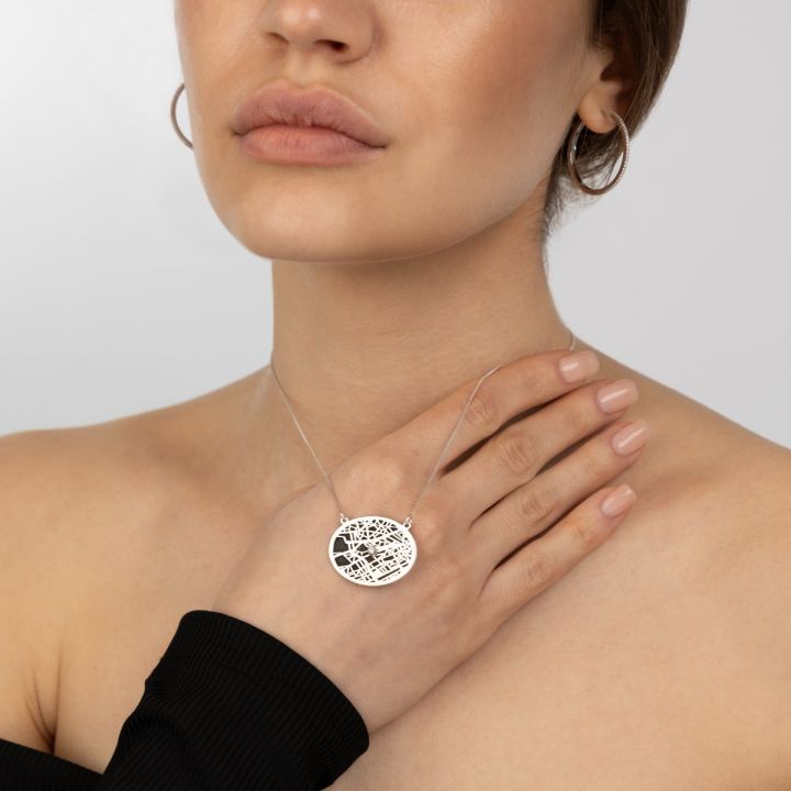 Map of My Memories Silhouette Necklace [Sterling Silver]