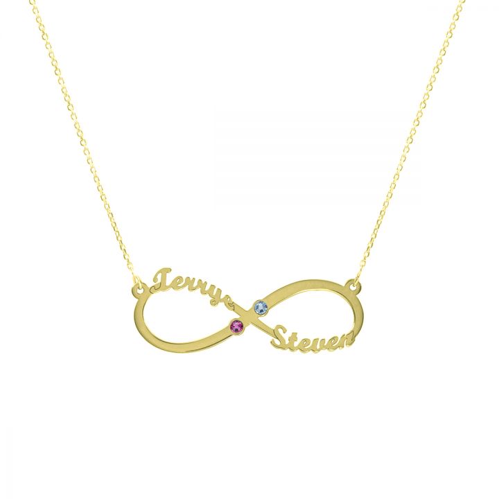 Dazzling Infinity Name and Birthstone Necklace [18K Gold Plated]