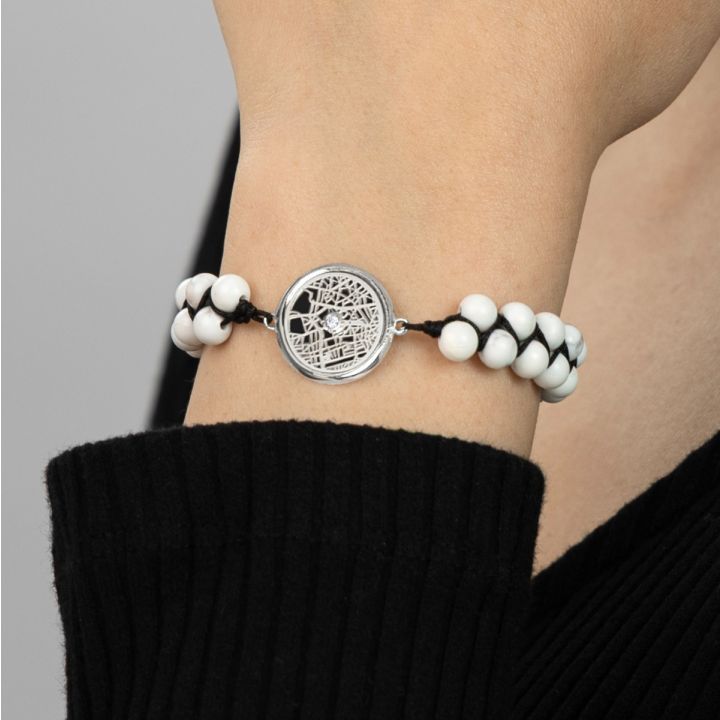 Howlite Silhouette Map Bracelet [Sterling Silver]