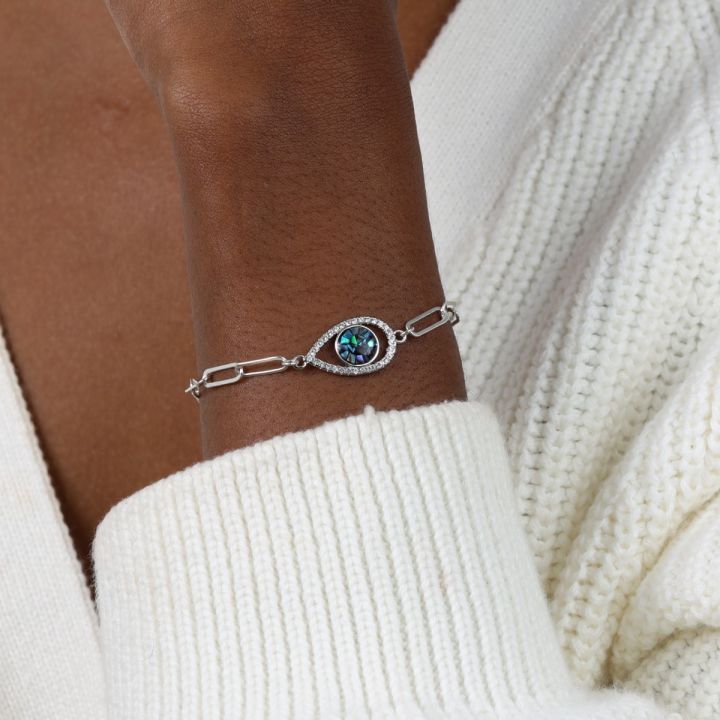 Paperclip Style Hypnos Evil Eye Bracelet [Sterling Silver]