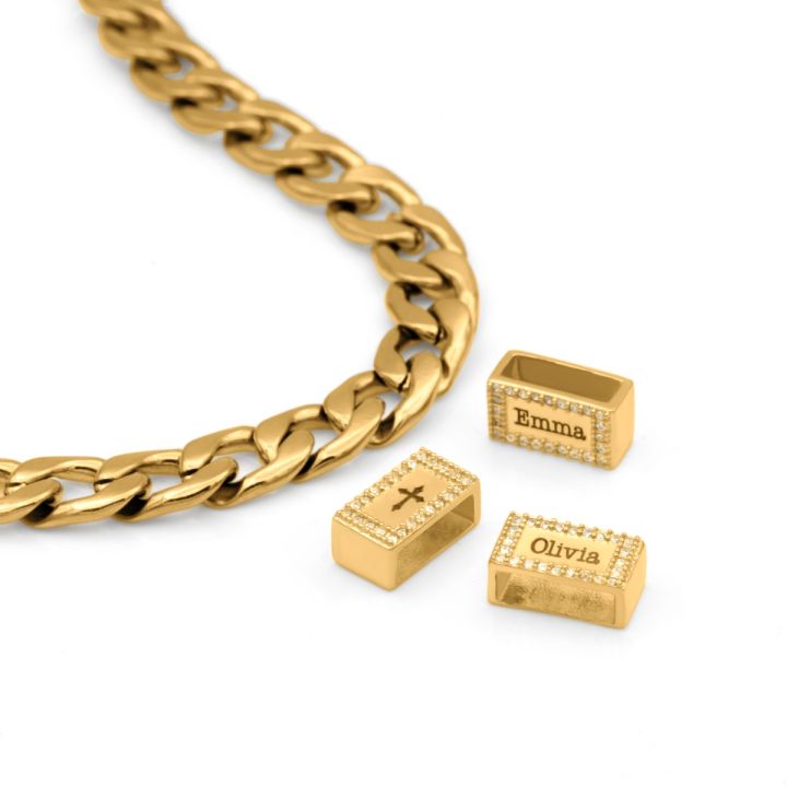 Cross Iced Charm For Cuban Link Chain [18K Gold Plated]